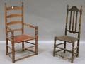 Bannisterback Side Chair and a Ladderback Armchair with Woven Splint Seat