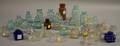 Thirtyfour Mostly Aqua and Colorless Glass Inkwells and Bottles