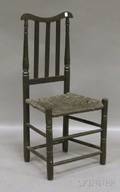 Blackpainted Bannisterback Side Chair with Painted Woven Rush Seat