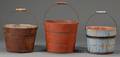 Three Shaker Painted Wooden Pails