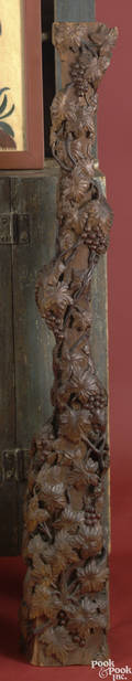Folk art carved mahogany newel post late 19th c