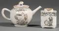 Chinese Export Porcelain Teapot and Tea Caddy