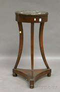 Regency Circular Black Marbletop Walnut Veneer and Fruitwood Stand