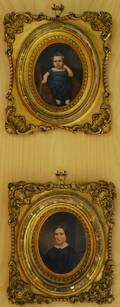 American School 19th Century Portrait Miniatures of a Woman and a Child