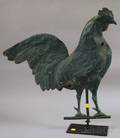 Greenpainted Molded Copper Fullbody Rooster Weather Vane