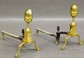 Pair of Brass Lemontop Andirons