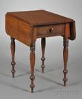 Classical Birch and Mahogany Veneer Dropleaf Onedrawer Stand with Turned Legs
