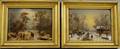 Louis Claude Malbranche French 17901838 Lot of Two Genre Scenes Village Scene in Winter