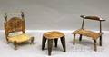 Two African Wooden Chairs and a Stool