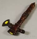 Bone and Metal Banded Figural African Legastyle Axe