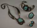 Four Southwestern Silver and Turquoise Jewelry Items