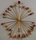 Twentyeight Red Gemstone and Glass Stickpins