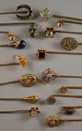 Eighteen Antique Diamond and Rhinestone Stickpins