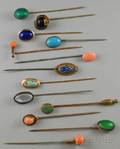 Group of Hardstone Stickpins