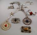 Five Contemporary Sterling Silver and Hardstone Jewelry Items