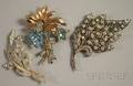 Three Vintage Rhinestone and Paste Costume Brooches