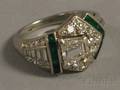 Platinum Diamond and Emerald Ring