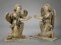Pair of Baroque Polychrome Carved Giltwood Kneeling Angels