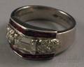 1940s Platinum Diamond and Ruby Ring