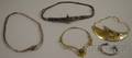 Three Contemporary Jewelry Items and Two Middle Eastern Silvertone Belts