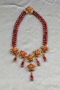 Gilded Metal and Colored Glass Bead Necklace Stanley Hagler