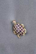 18kt Gold Amethyst and Diamond Turtle PendantBrooch Le Vian