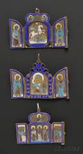 Three Silver and Enamel Pendant Icons Moscow Russia