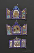 Three Silver and Enamel Pendant Icons Moscow Russia