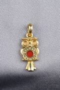 18kt Gold and Carnelian Owl Pendant Bulgari Italy
