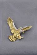 18kt Gold Platinum Diamond and Ruby Eagle Brooch