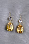 18kt and 22kt Gold Citrine and Sapphire Earpendants