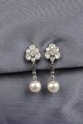 Art Deco Platinum Pearl and Diamond Earpendants JE Caldwell  Co