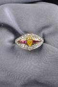 Platinum Fancy Intense OrangeYellow Diamond and Gemset Ring