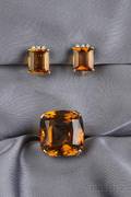 18kt Gold and Citrine Ring and Earrings