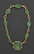 18kt Gold Jadeite and Enamel Necklace Tiffany  Co