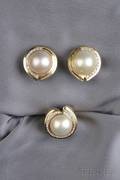 14kt Gold Mabe Pearl and Diamond Suite