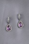 18kt Gold Pink Sapphire and Diamond Earpendants