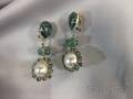 14kt Gold Emerald and Mabe Pearl Earpendants