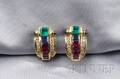 18kt Gold Gemset and Diamond Earclips