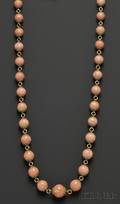 Coral Bead and Enamel Necklace
