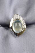 18kt Bicolor Gold Prehnite and Diamond Ring