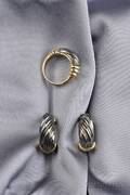 18kt Tricolor Gold and Hematite Ring and Earclips Cartier