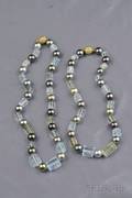 Two Tahitian Pearl Aquamarine and Green Beryl Necklaces Donna Vock