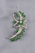 Platinum Jadeite and Diamond Brooch
