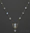 Arts  Crafts Silver and Moonstone Necklace FG Hale