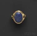 Arts  Crafts 18kt Gold and Lapis Ring Attributed to Edward Oakes