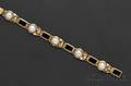 Arts  Crafts 14kt Gold Mabe Pearl and Onyx Bracelet Edward Oakes