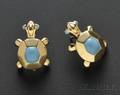 18kt Gold and Turquoise Turtle Earclips Cartier