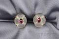 18kt Gold Rock Crystal and Ruby Cuff Links Boucheron France