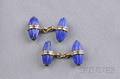 14kt Gold Lapis and Emerald Cuff Links